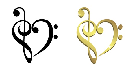 Heart formed of treble clef and bass clefのイラスト素材