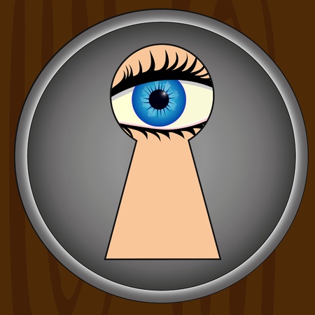 Spying through keyholeのイラスト素材