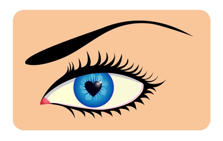 Female eye with heart shaped irisのイラスト素材