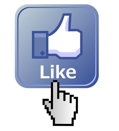 Pixelated hand clicking on like buttonのeditorial素材