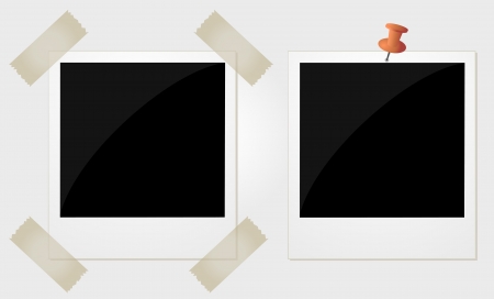Two  photos, taped and pinnedのイラスト素材