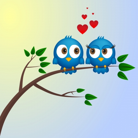 Two birds in loveのイラスト素材