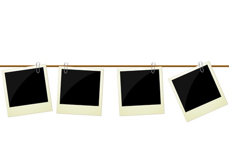 Four paper notes hanging on ropeのイラスト素材