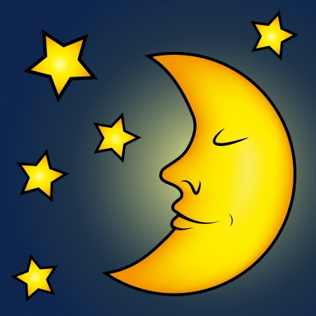Bright moon and starsのイラスト素材