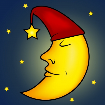 Sleeping moon illustrationのイラスト素材