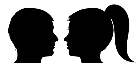 Man and woman face profileのイラスト素材