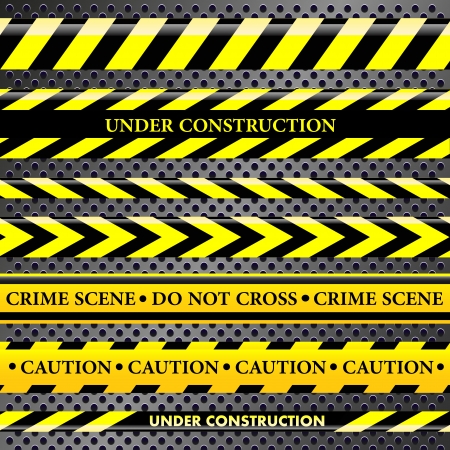Set of danger and police lines on metallic backgroundのイラスト素材