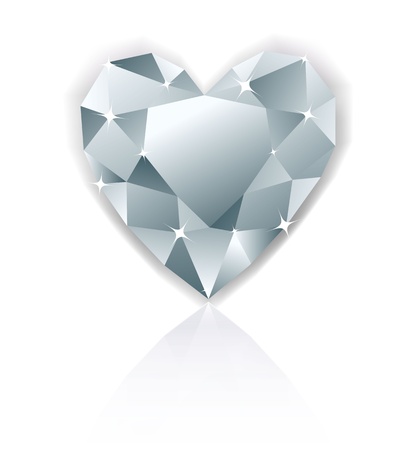 Shiny heart diamond with reflectionのイラスト素材