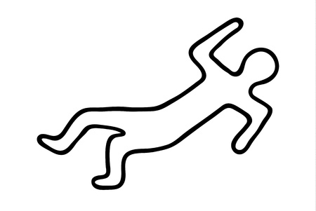chalk outline of a dead bodyのイラスト素材