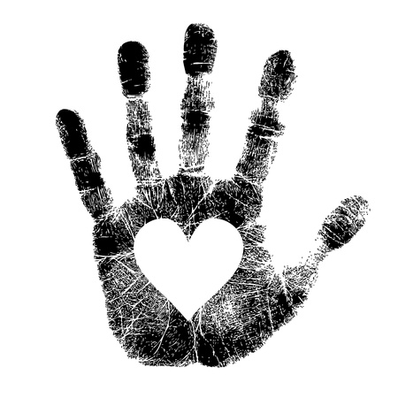 Hand print with heartのイラスト素材