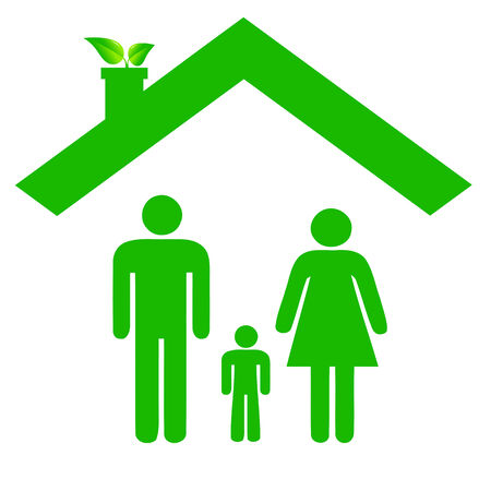 Family in ecologic houseのイラスト素材