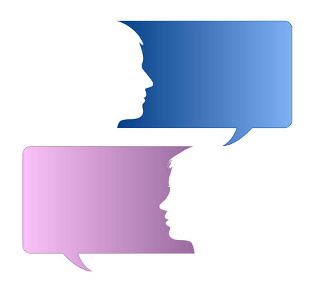 Speech bubbles with male and female faceのイラスト素材
