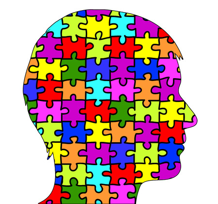 Male silhouette in puzzle piecesのイラスト素材
