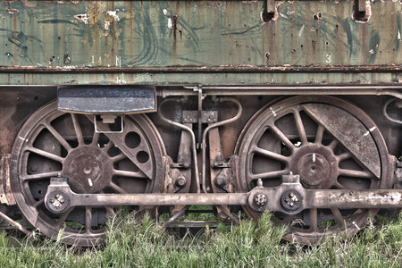 Rusty wheels of abandoned trainの写真素材