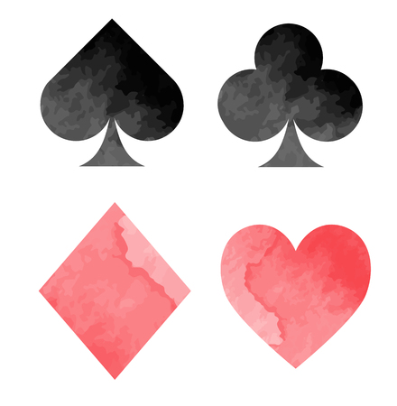 Watercolor playing card suitsのイラスト素材