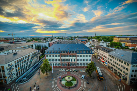 City of Darmstadt from above in the eveningのeditorial素材