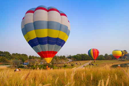 Hot air balloon colourful in the gardenの写真素材