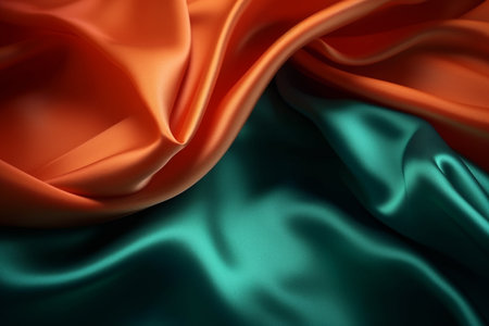 Closeup of rippled satin fabric, abstract background textureの素材