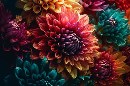 Colorful chrysanthemum flowers as a background. Macroの素材
