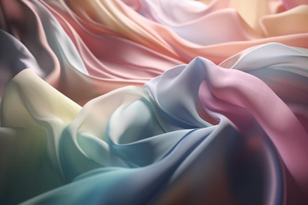abstract background of colored silk or satin texture. 3d render illustrationの素材