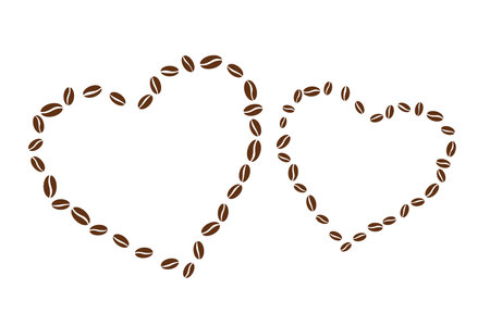 Coffee beans in heart shape on white background. Vector illustration.のイラスト素材