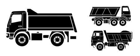 Dump truck icon set. Simple set of dump truck vector icons for web design isolated on white backgroundのイラスト素材
