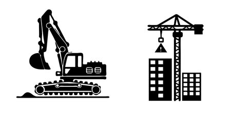 Construction machinery icons set. Simple illustration of construction machinery vector icons for webのイラスト素材