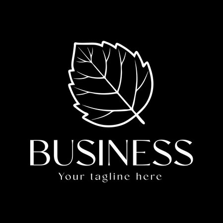 Leaf logo template. Vector illustration. Design element. Black backgroundのイラスト素材