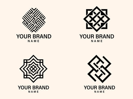 Set of Luxury Geometric Logo Design Template, Emblem, Design Elementのイラスト素材