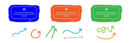 Set of hand drawn speech bubbles with arrows. collection of hand drawn lines and arrow setのイラスト素材