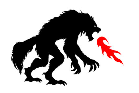 silhouette of werewolf silhouette black flat icon isolated on whiteのイラスト素材