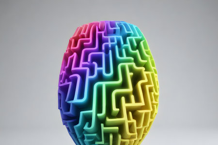 Colorful 3D maze on a white background, 3D renderingの素材