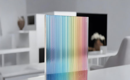 Close-up of a colored book in a bright room with a blurred backgroundの素材