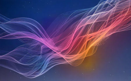 Abstract background with blue and red waves, 3d rendering. Computer digital drawing.の素材