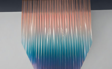 Curtain with light and shadow on white wall. Abstract background.の素材