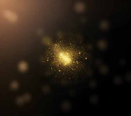 Abstract gold bokeh on dark background. Vector Illustration.の素材