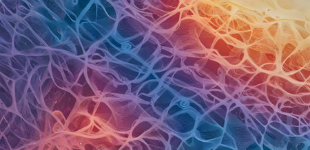 Abstract 3d rendering of chaotic structure. Futuristic background with dynamic particles.の素材