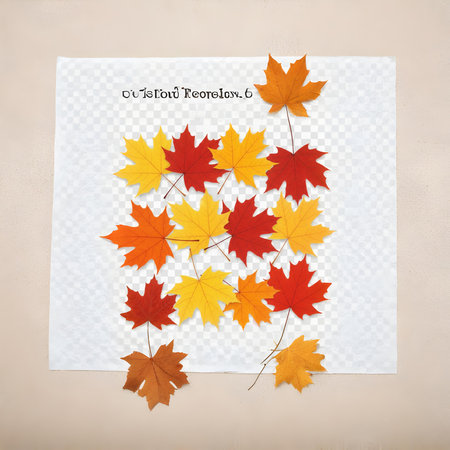 Autumn maple leaves on a white sheet of paper. Vector illustrationの素材