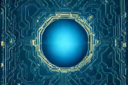 Circuit board background. 3d rendering, 3d illustration.の素材