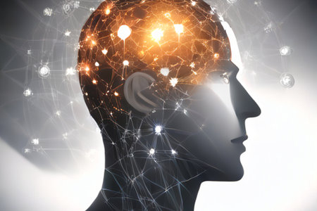 Double exposure of human head and social connection concept. 3D renderingの素材