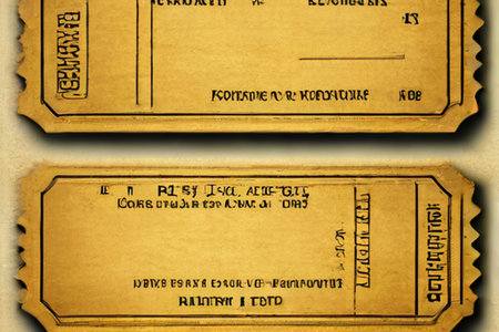 Vintage old movie tickets close-up. Retro style tonedの素材