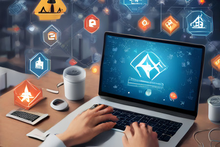 Cryptocurrency Ethereum Cryptocurrency blockchain technology concept on virtual screen.の素材