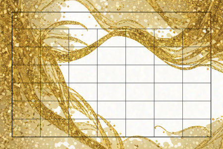 Abstract background with golden glittering texture and grid. Vector illustration.の素材