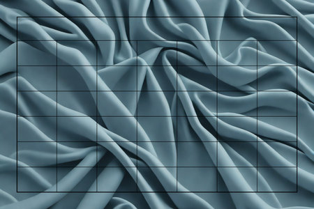 Abstract background with blue fabric. 3d render illustration. Square grid.の素材