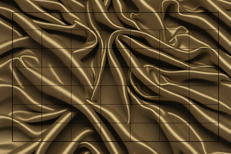 3d rendering of a golden satin fabric with some folds in itの素材