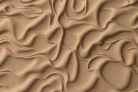 3d render of wavy brown silk fabric. Abstract background.の素材
