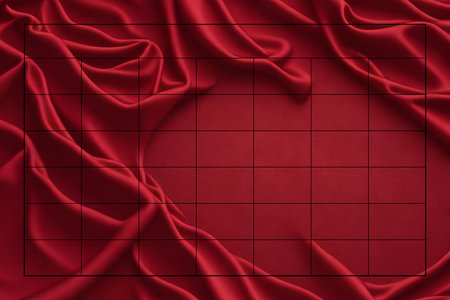 Red satin fabric with checkered background. 3d renderingの素材