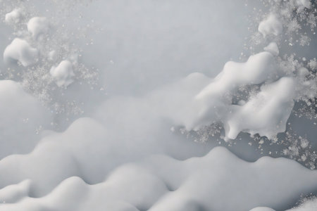 winter background with snowflakes and snowdrifts, 3d renderの素材