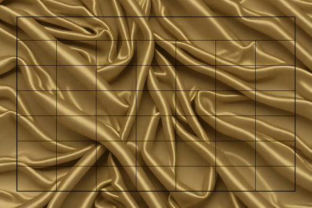 3d rendering of a golden fabric background with some folds in itの素材
