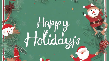 Merry Christmas and Happy New Year greeting card with Santa Claus. Vector illustrationの素材